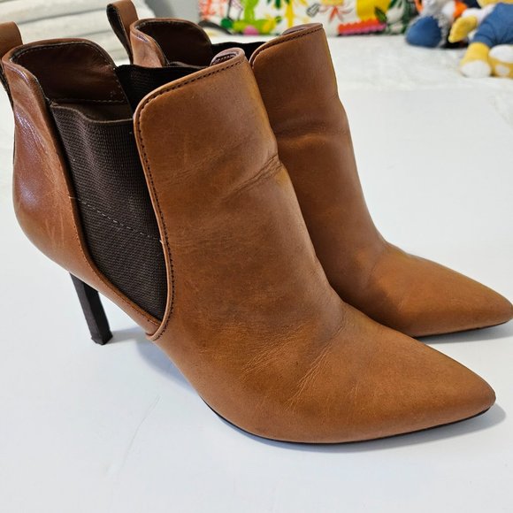 Ralph Lauren Leather Ankle Boots Camel Brown SZ 6.5 - Picture 7 of 14